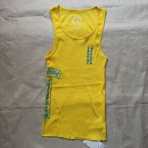 Chrome Hearts Yellow ‘T Bar’ Script Logo Ribbed Tank Top